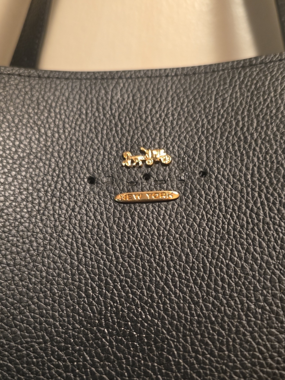 Coach Black Pebbled Leather Tote with Gold Hardware - Picture 2 of 11